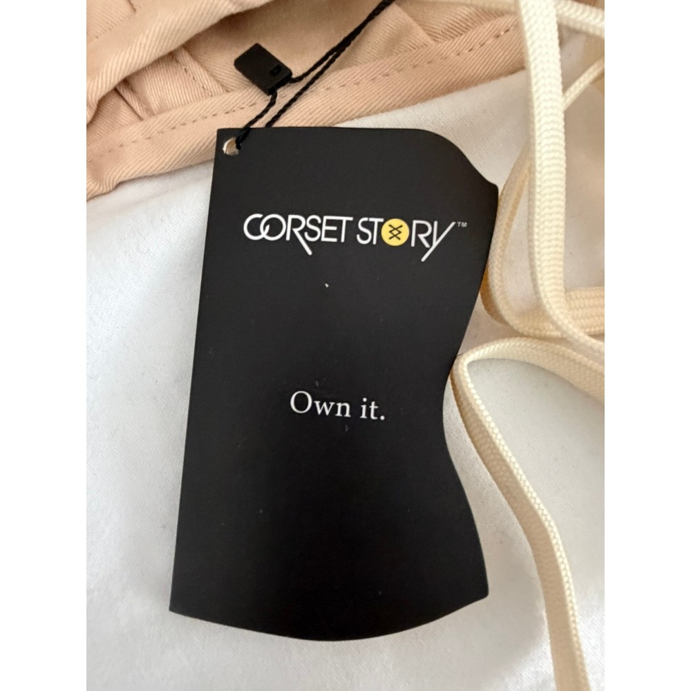 Corset Story Beige Cotton Underbust Corset Steel Boned Waist Cincher Milkmaid - Picture 2 of 11